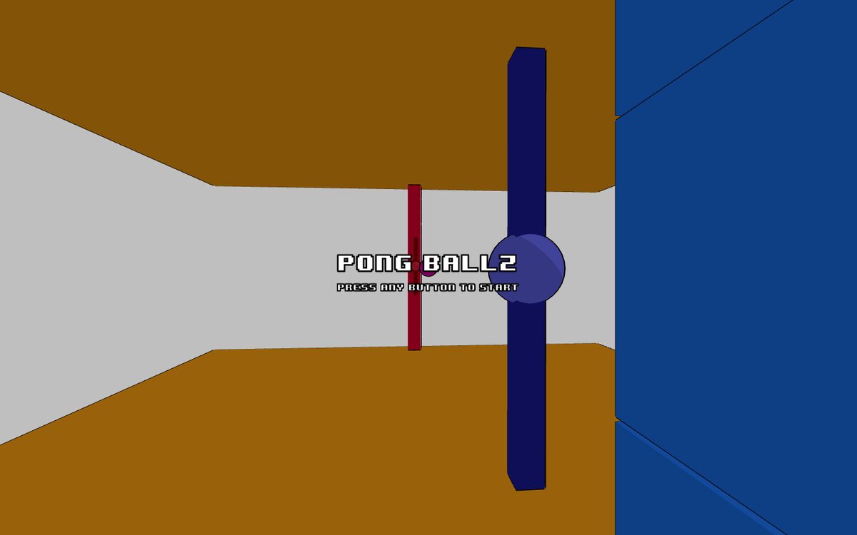 PongBallz title screen inside the 3D arena: press any button to start