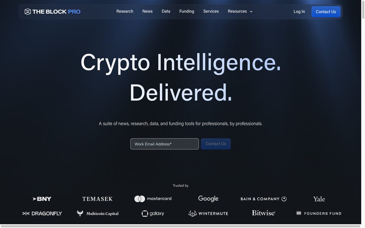 The Block Pro: crypto intelligence platform trusted by major financial institutions
